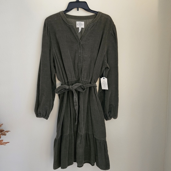 St John's Bay Corduroy Cotton Dress Long Sleeve Size XL NWT - Picture 1 of 16